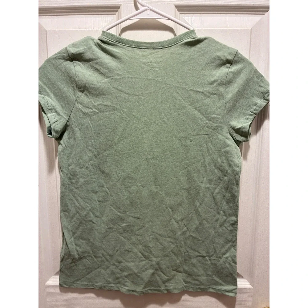 The Childrens Place Girls Sage Green Love Heart Graphic Tee Shirt Size L 10/12